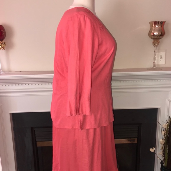 Notations | Coral Two Piece Linen Skirt Set - Picture 4 of 5